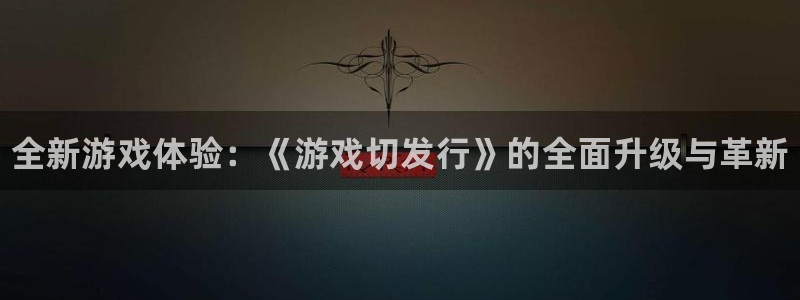 新城平台代理电话：全新游戏体验：《游戏切发行》的全面升级与革新